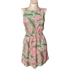 Gianni Bini pink palm leaf print dress with cut out back